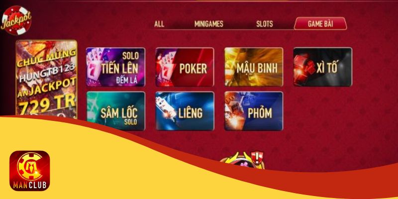 Điểm mặt những game bài online Manclub hot